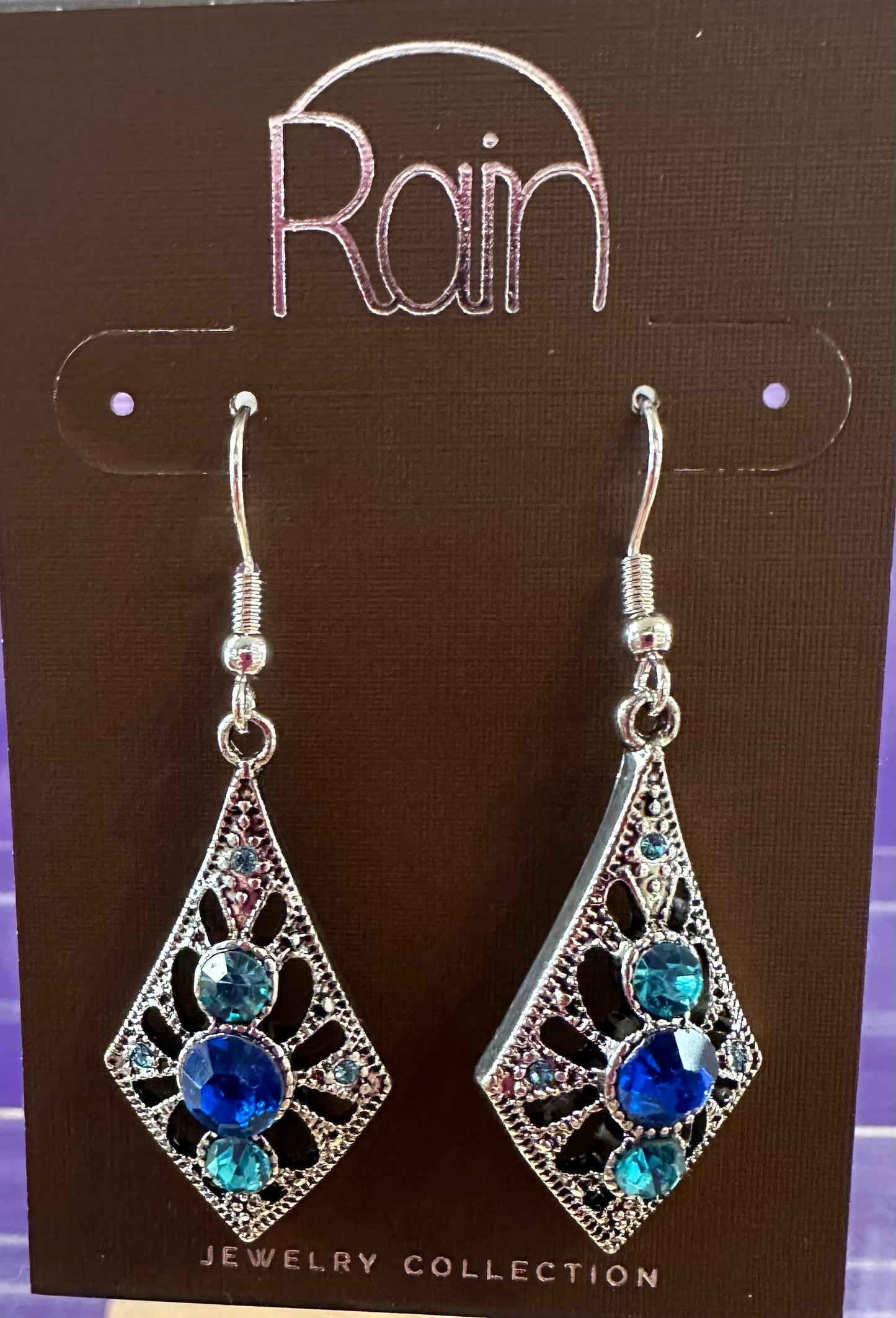 Blue Crystals Filigree Rain Earrings