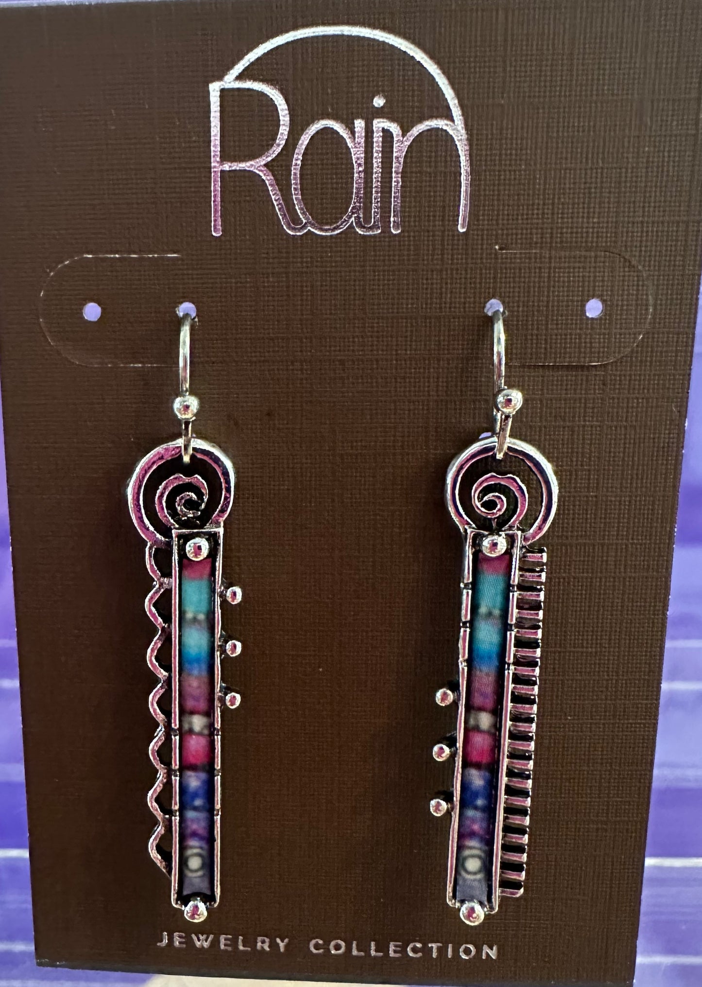 Swirl Top Color Bar Rain Earrings