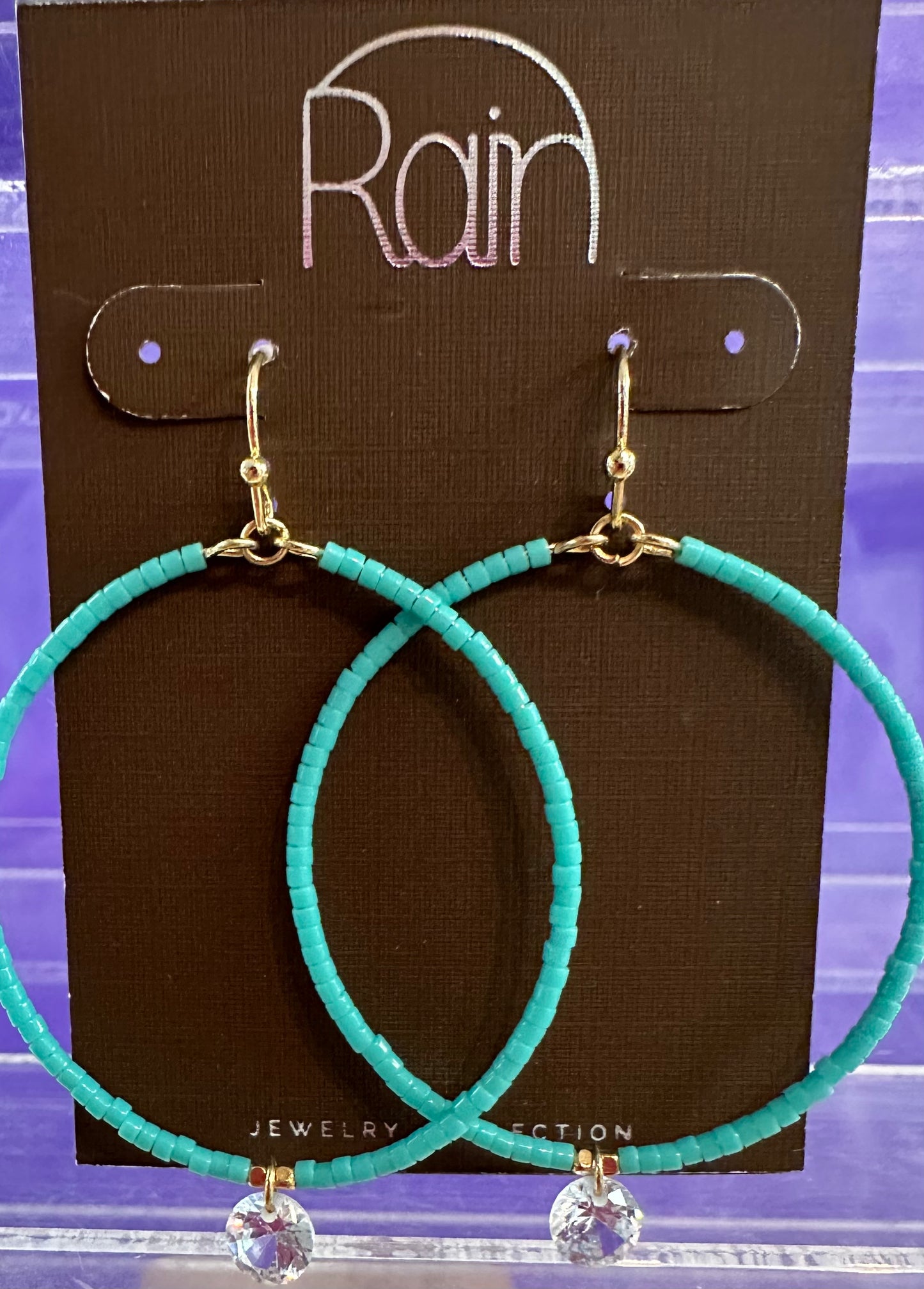 Turquoise Seed Bead Circle rain earrings