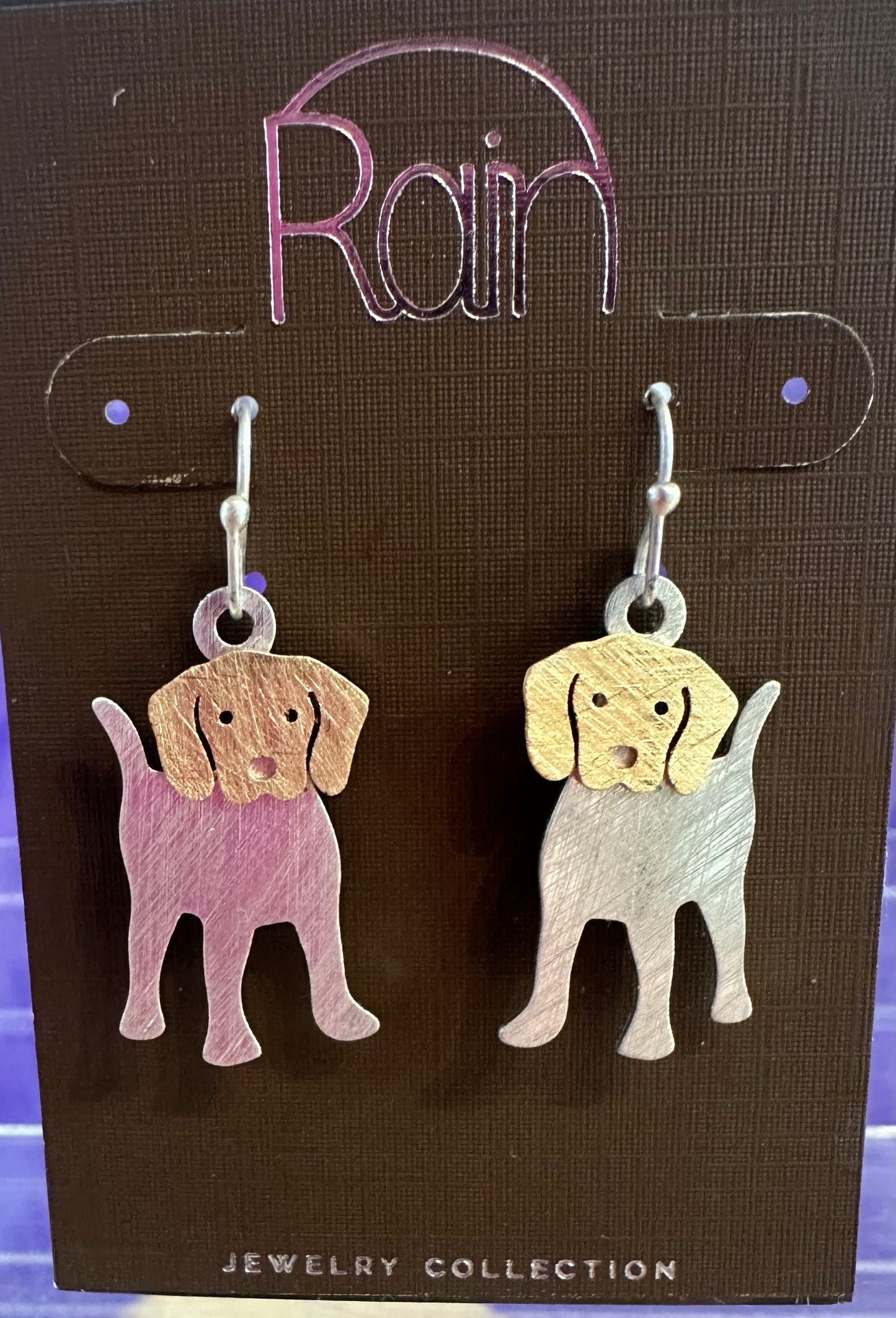 Gold Face Brass Bulldog Rain Earrings