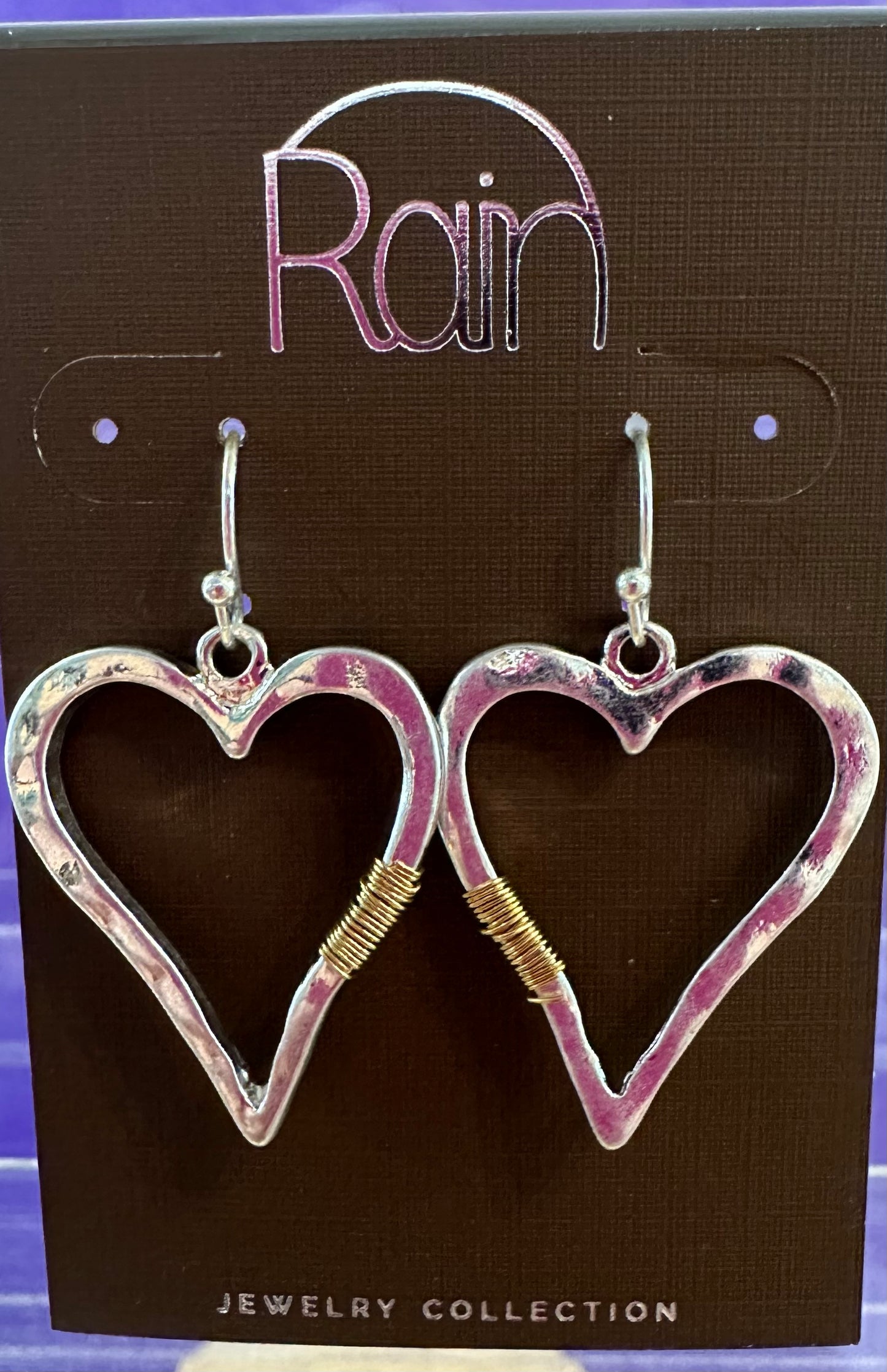 Wire Wrap Open Heart Rain Earrings