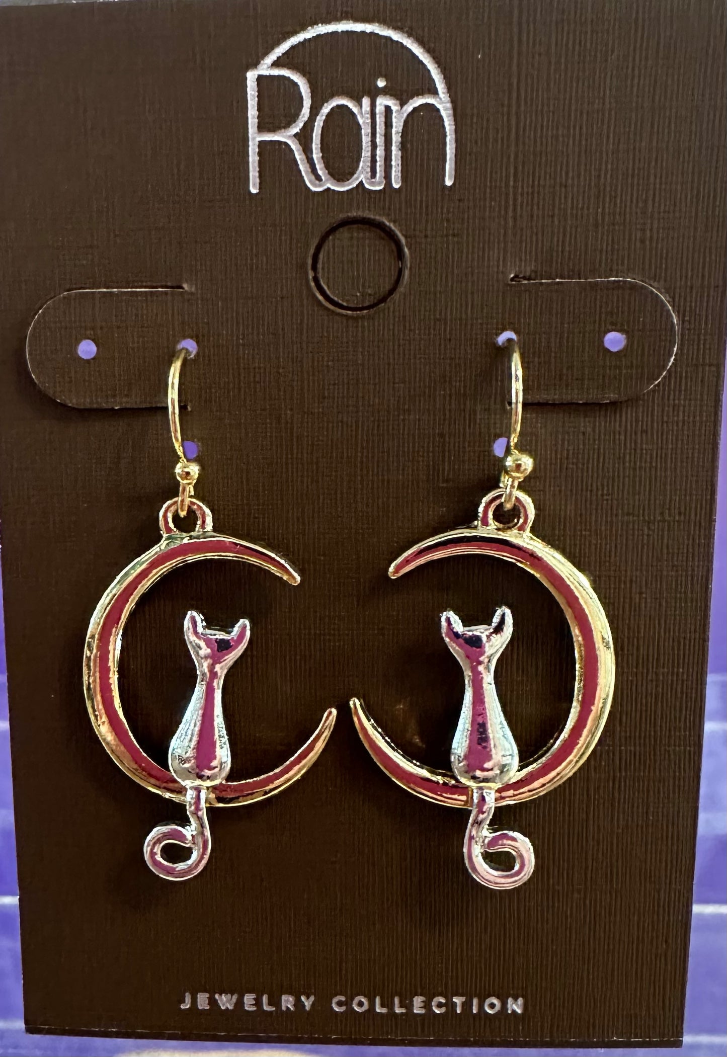 Cat In The Moon Rain Earrings