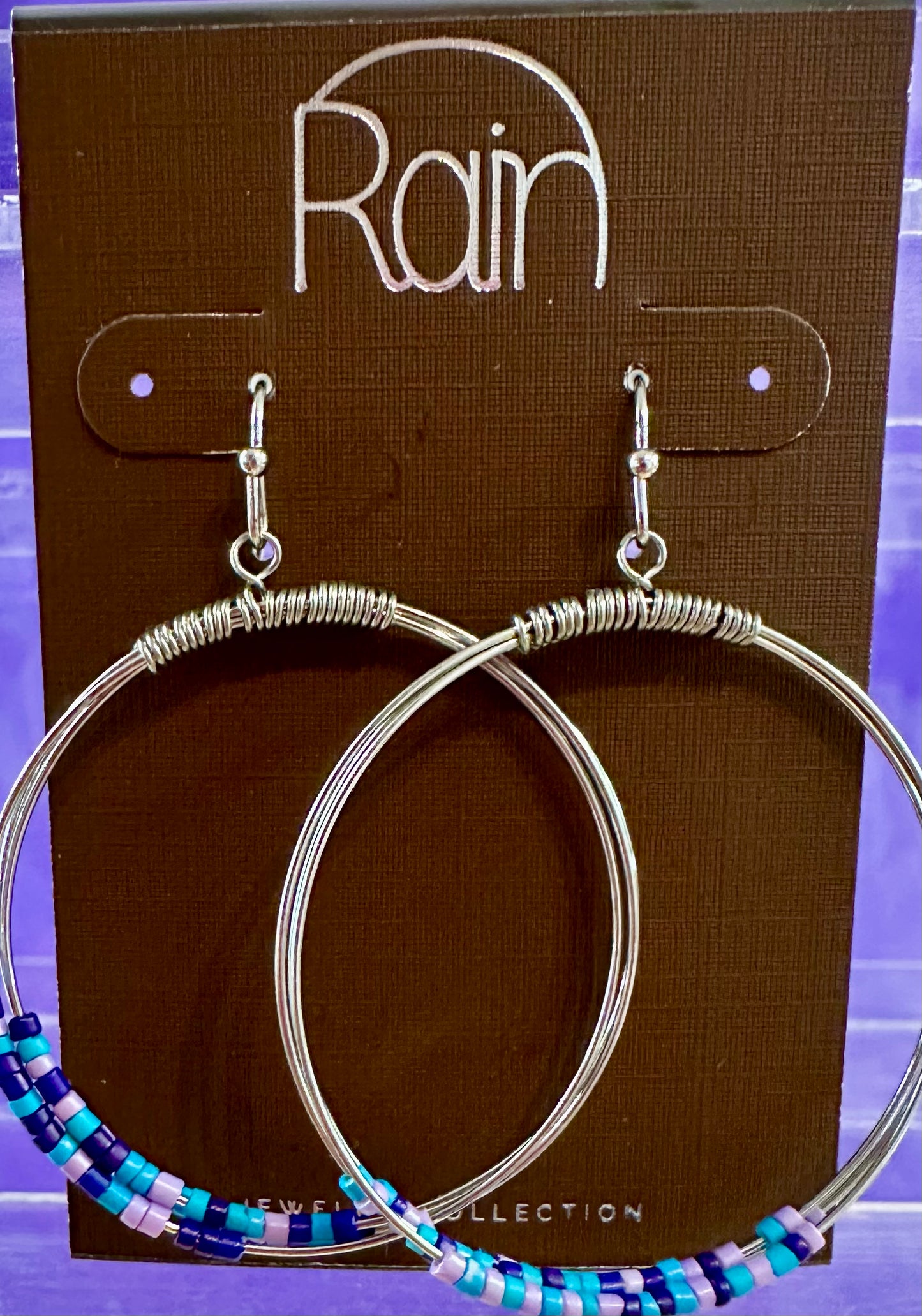 Silver Hoop BPI Bead Rain Earrings