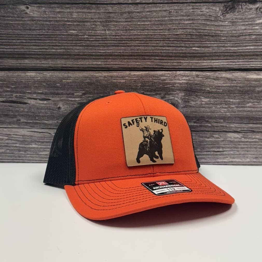 Safety 3rd Bear Rider Leather Patch Hat – 208Tees