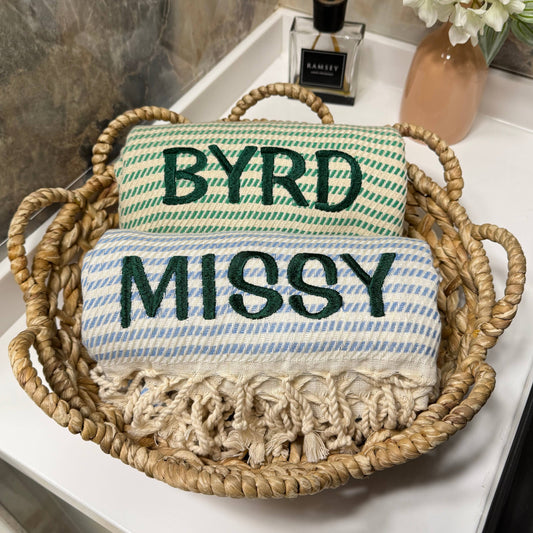 Striped Turkish Towel – Custom Name Embroidery