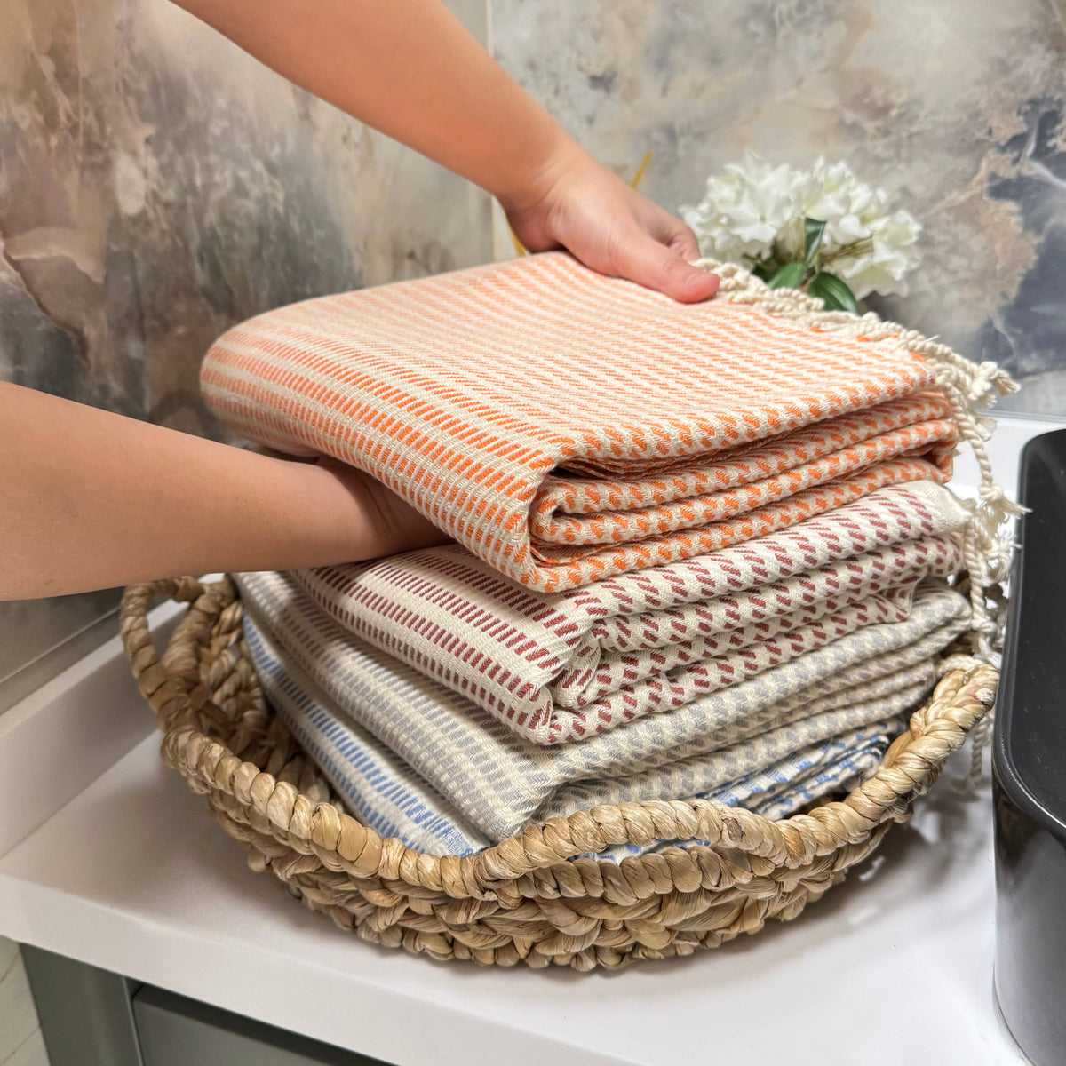 Striped Turkish Towel – Custom Name Embroidery