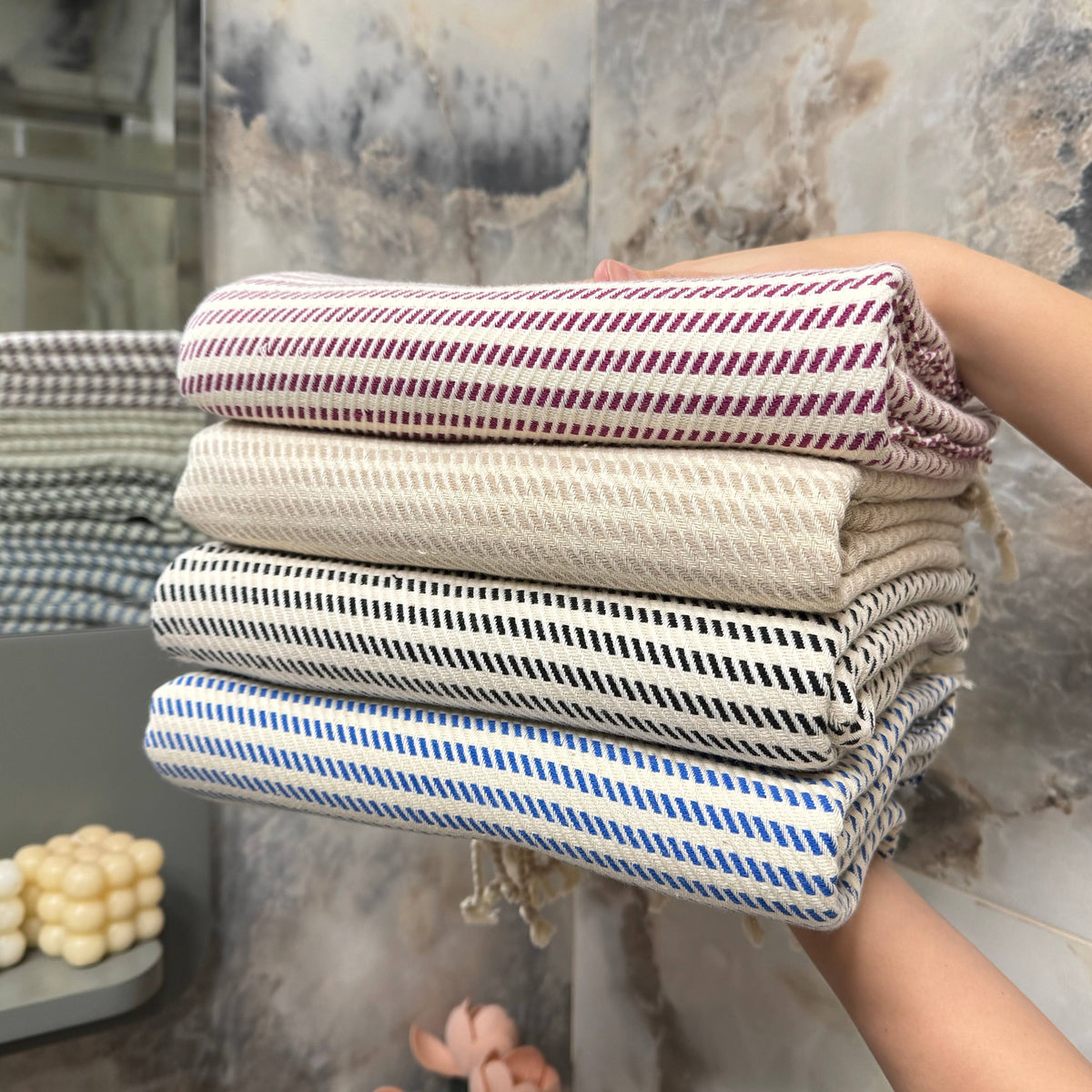 Striped Turkish Towel – Custom Name Embroidery