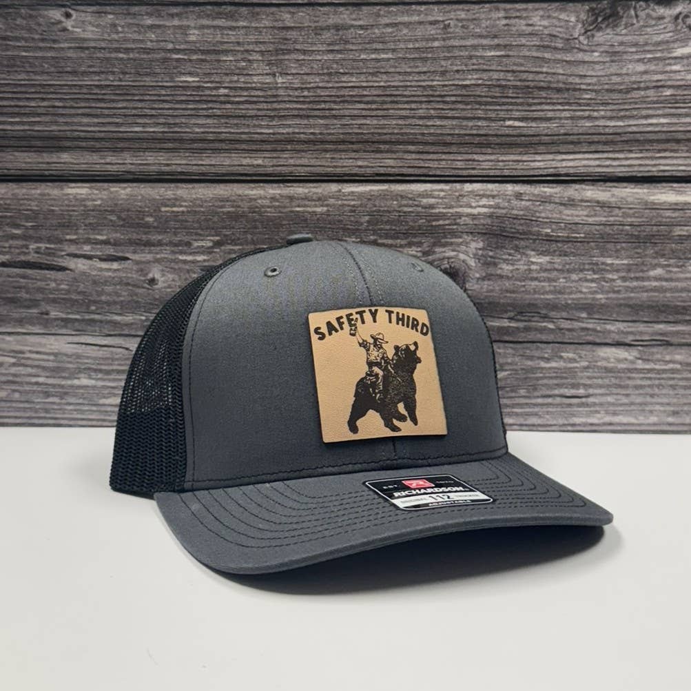 Safety 3rd Bear Rider Leather Patch Hat – 208Tees
