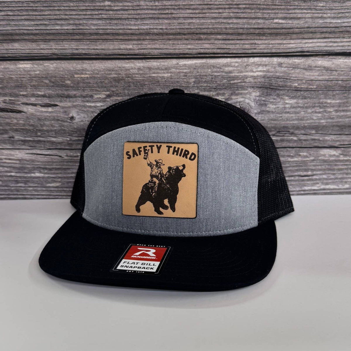 Safety 3rd Bear Rider Leather Patch Hat – 208Tees
