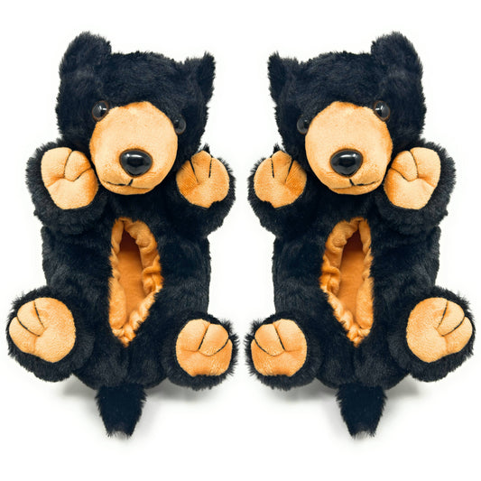 Homer the Black Bear | Kid's Plush Non Slip Slippers