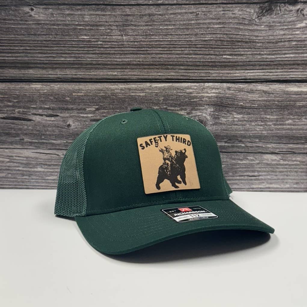 Safety 3rd Bear Rider Leather Patch Hat – 208Tees