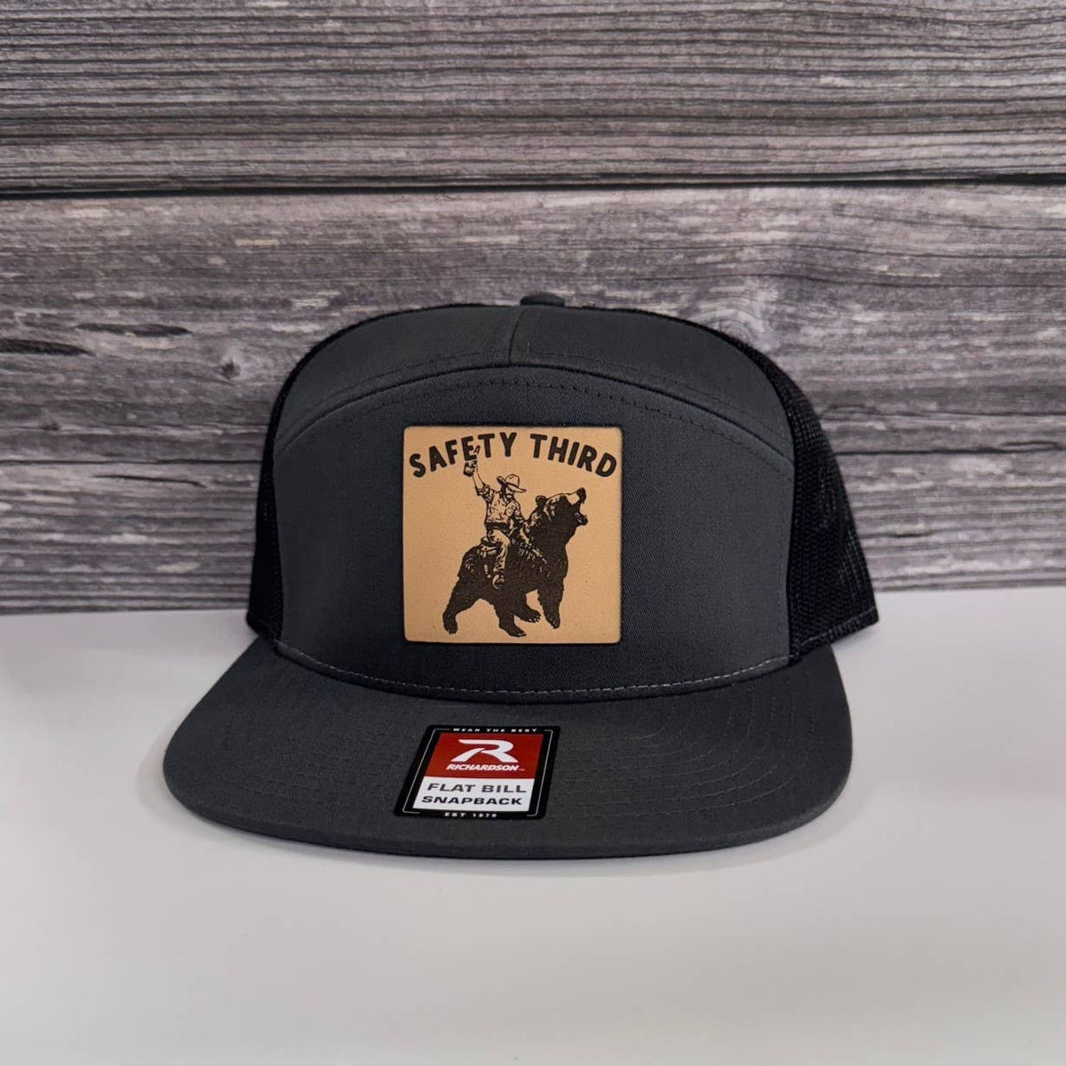 Safety 3rd Bear Rider Leather Patch Hat – 208Tees