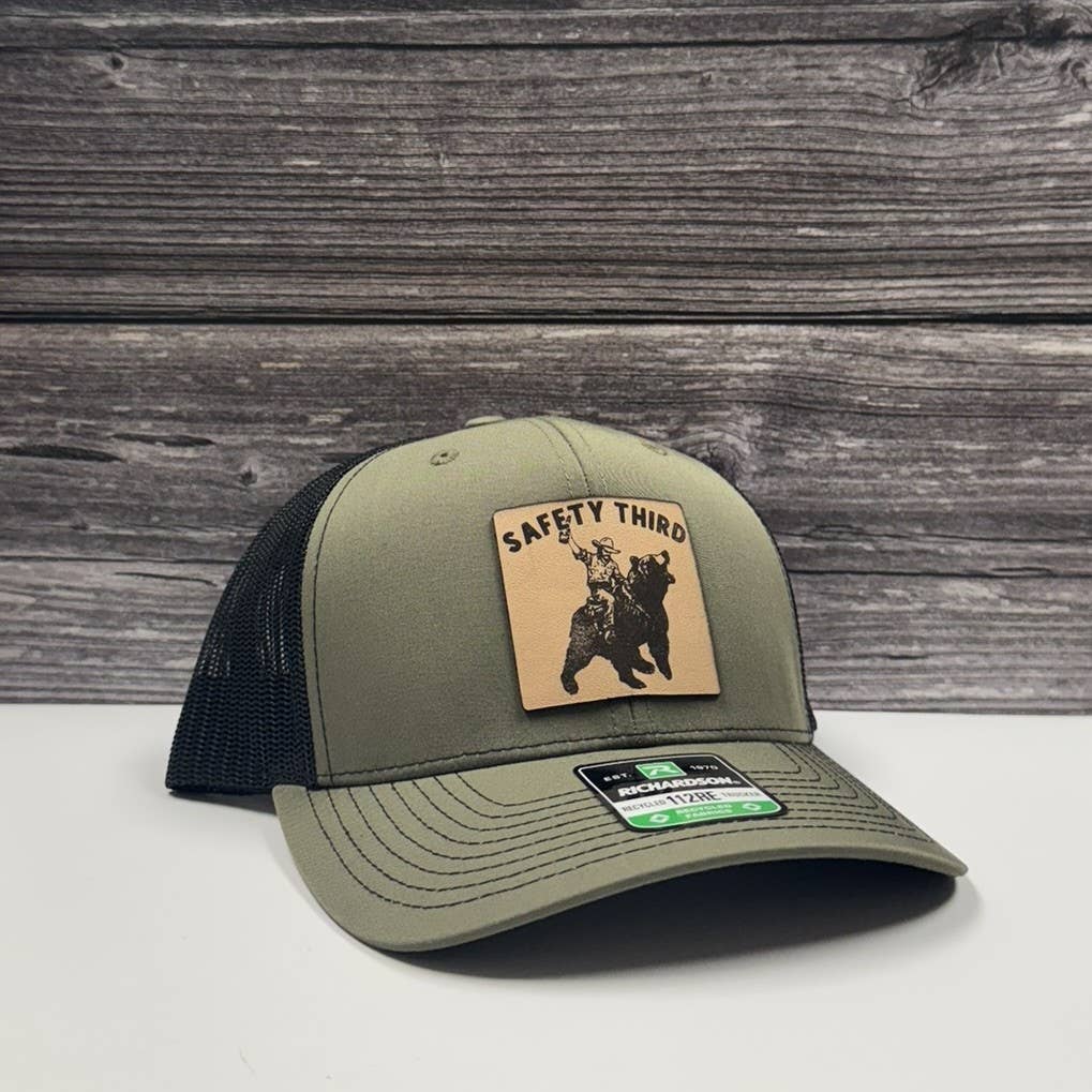 Safety 3rd Bear Rider Leather Patch Hat – 208Tees