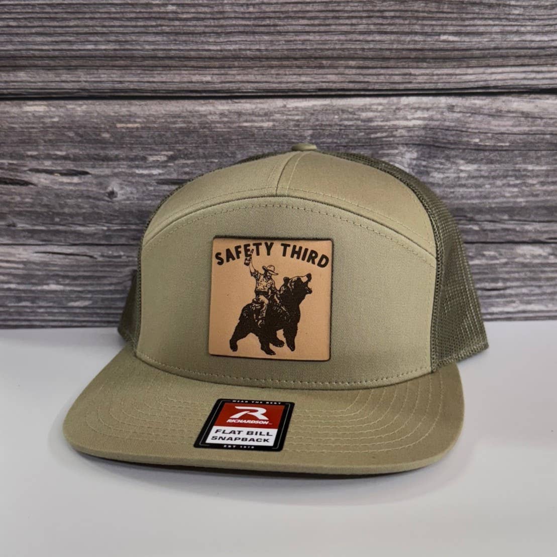 Safety 3rd Bear Rider Leather Patch Hat – 208Tees