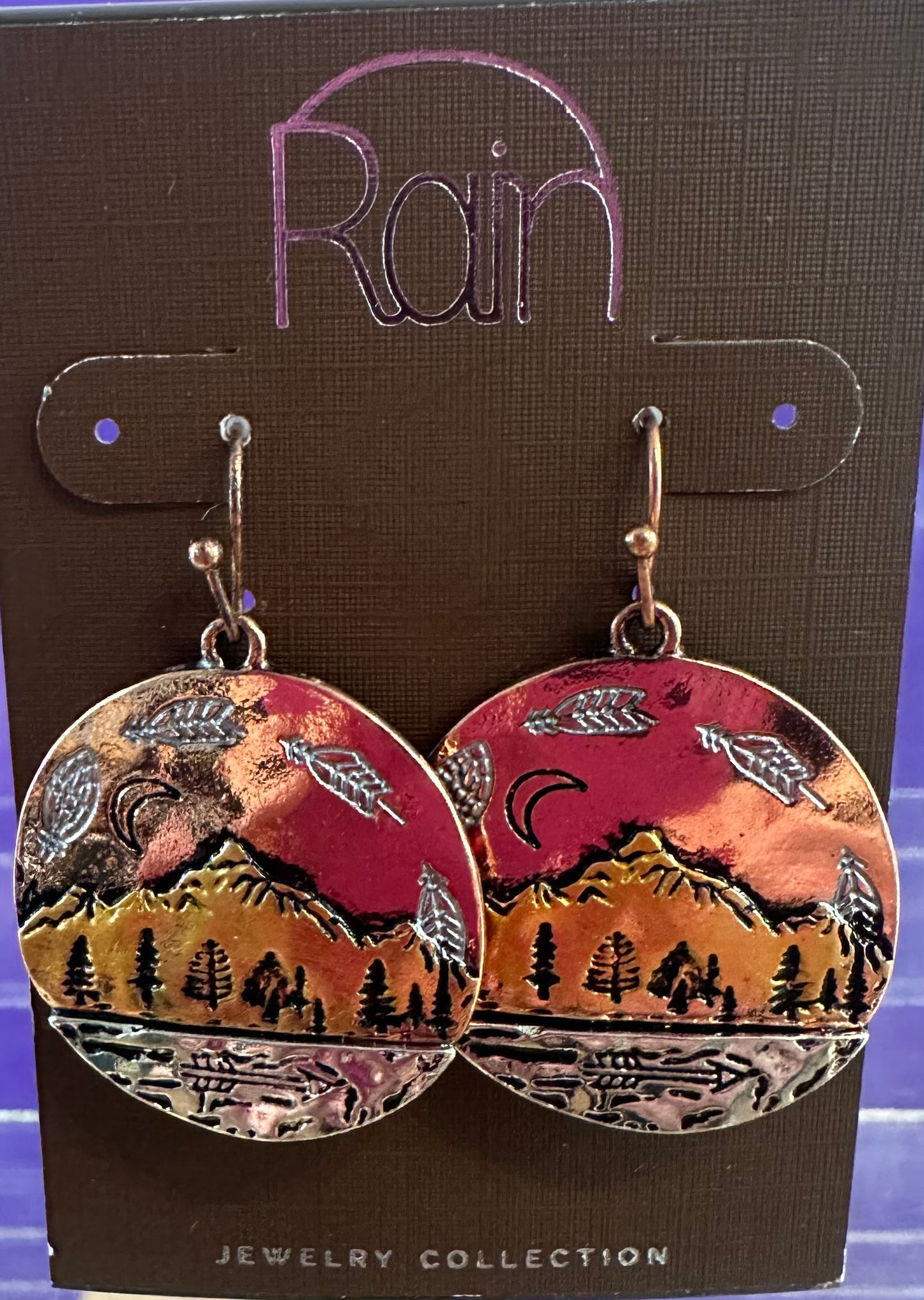 Moonrise Over Mountains Rain Earrings