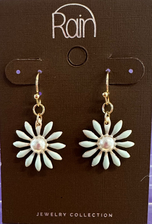 Mint Green Flower Rain Earrings