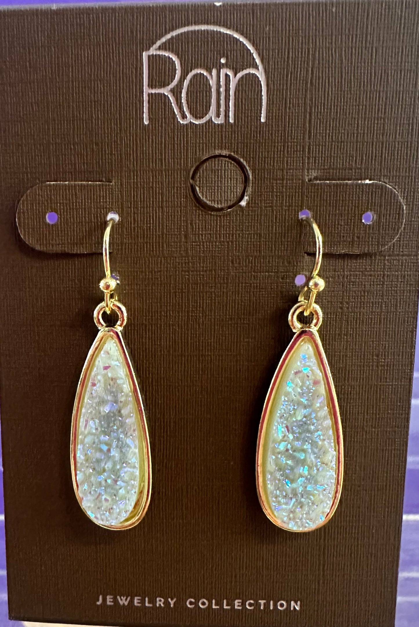 Blue Sparkle Druzy Rain Earrings