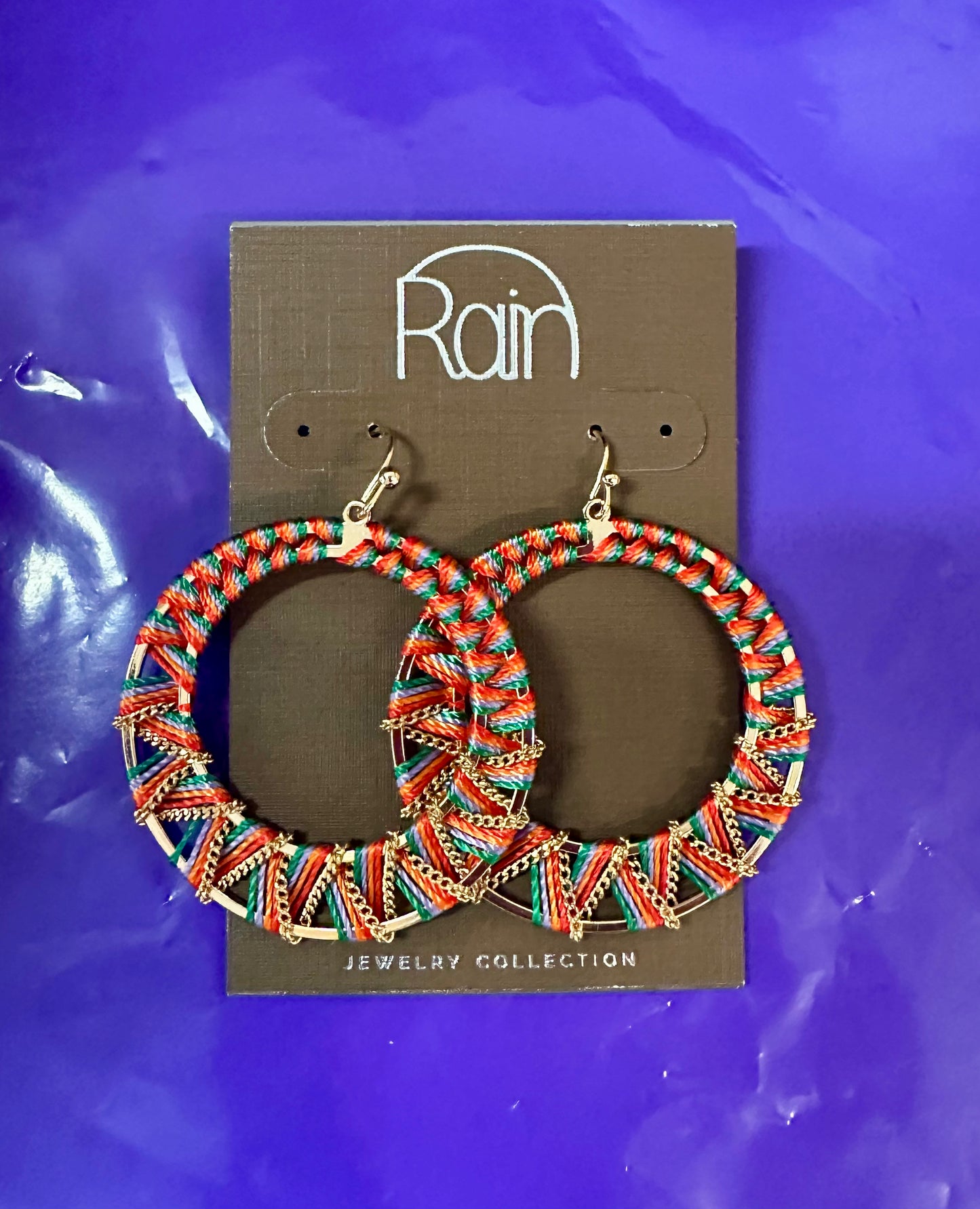 Mlt Chain & Thread Wrap Rain Earrings