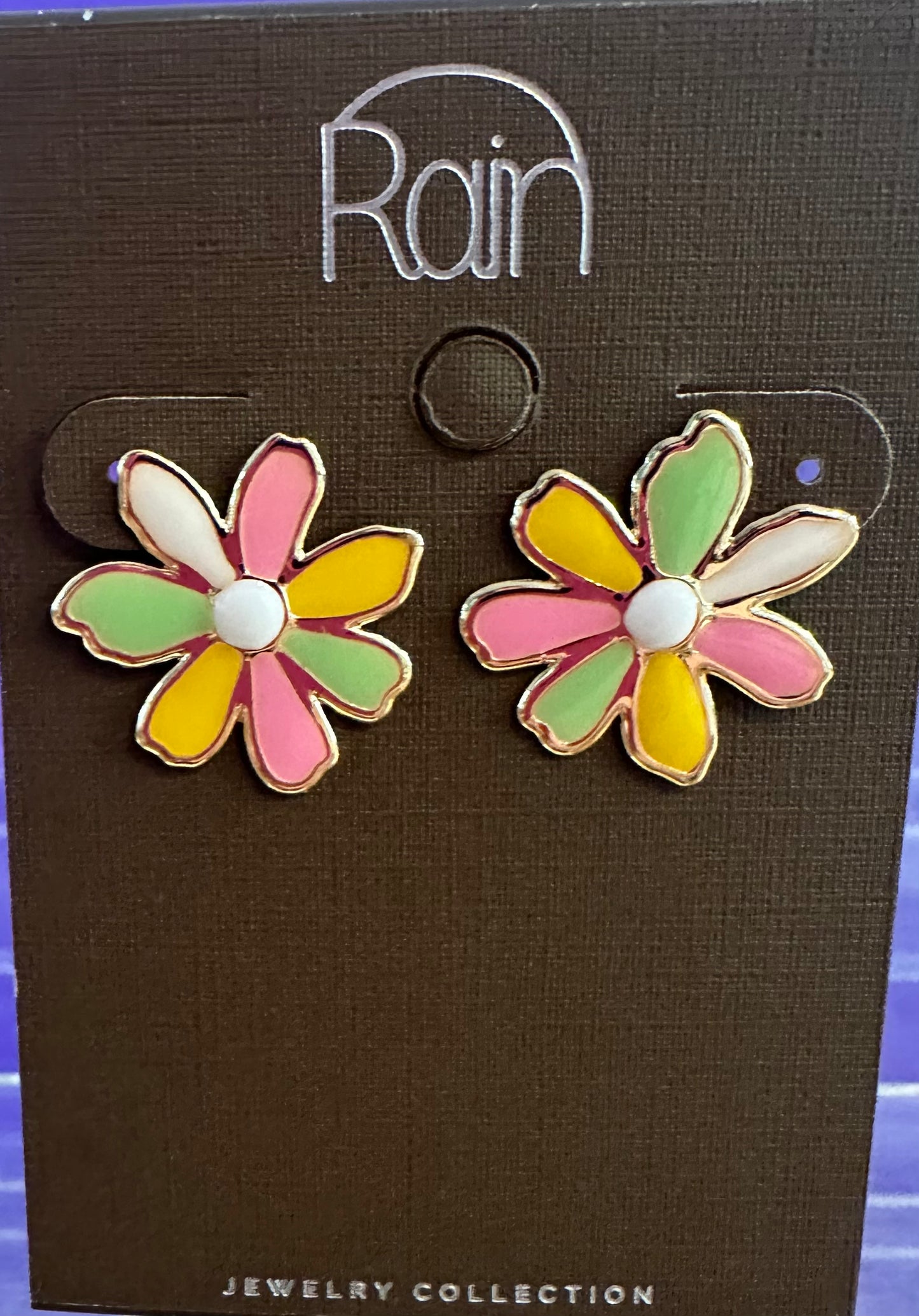 Multi Flower Post Rain Earrings