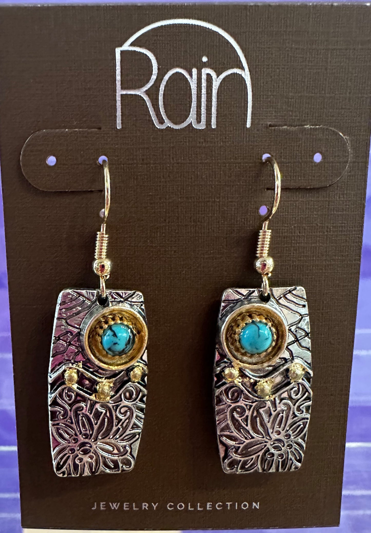 TQ Gem Flower Design Bar Rain Earrings