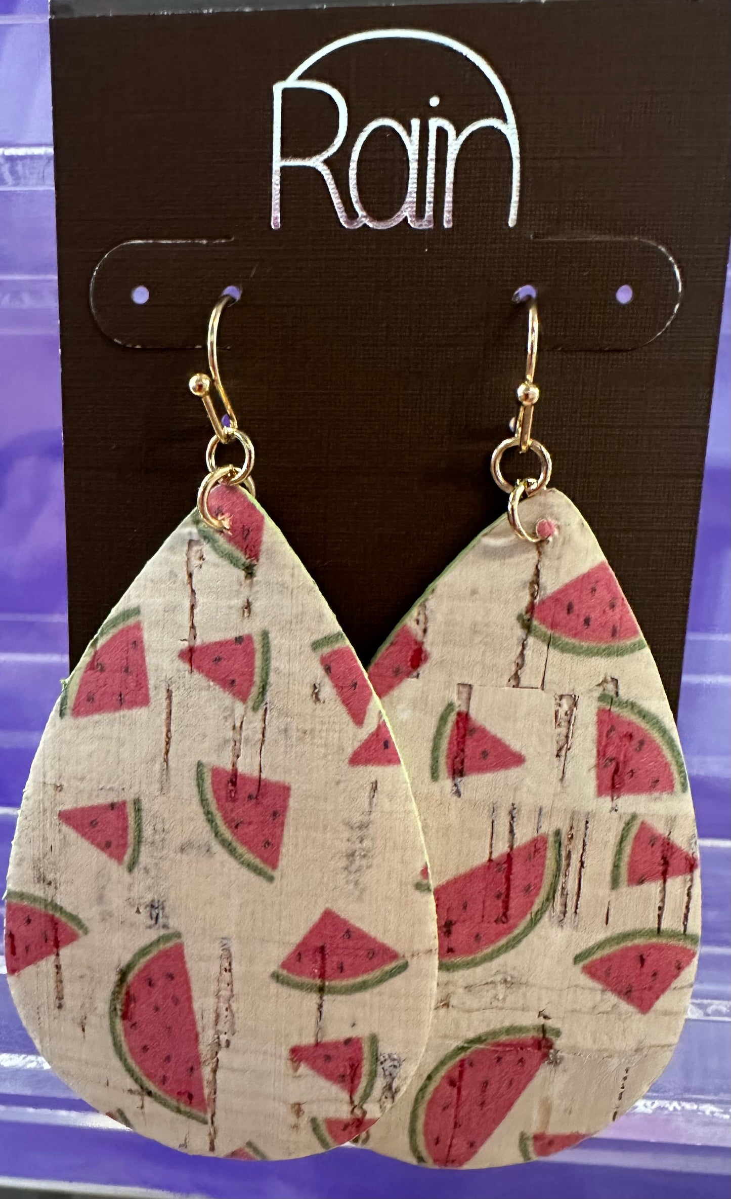 Watermelon Print Rain Earrings