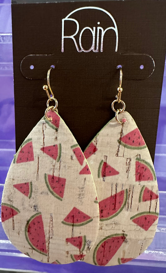 Watermelon Print Rain Earrings