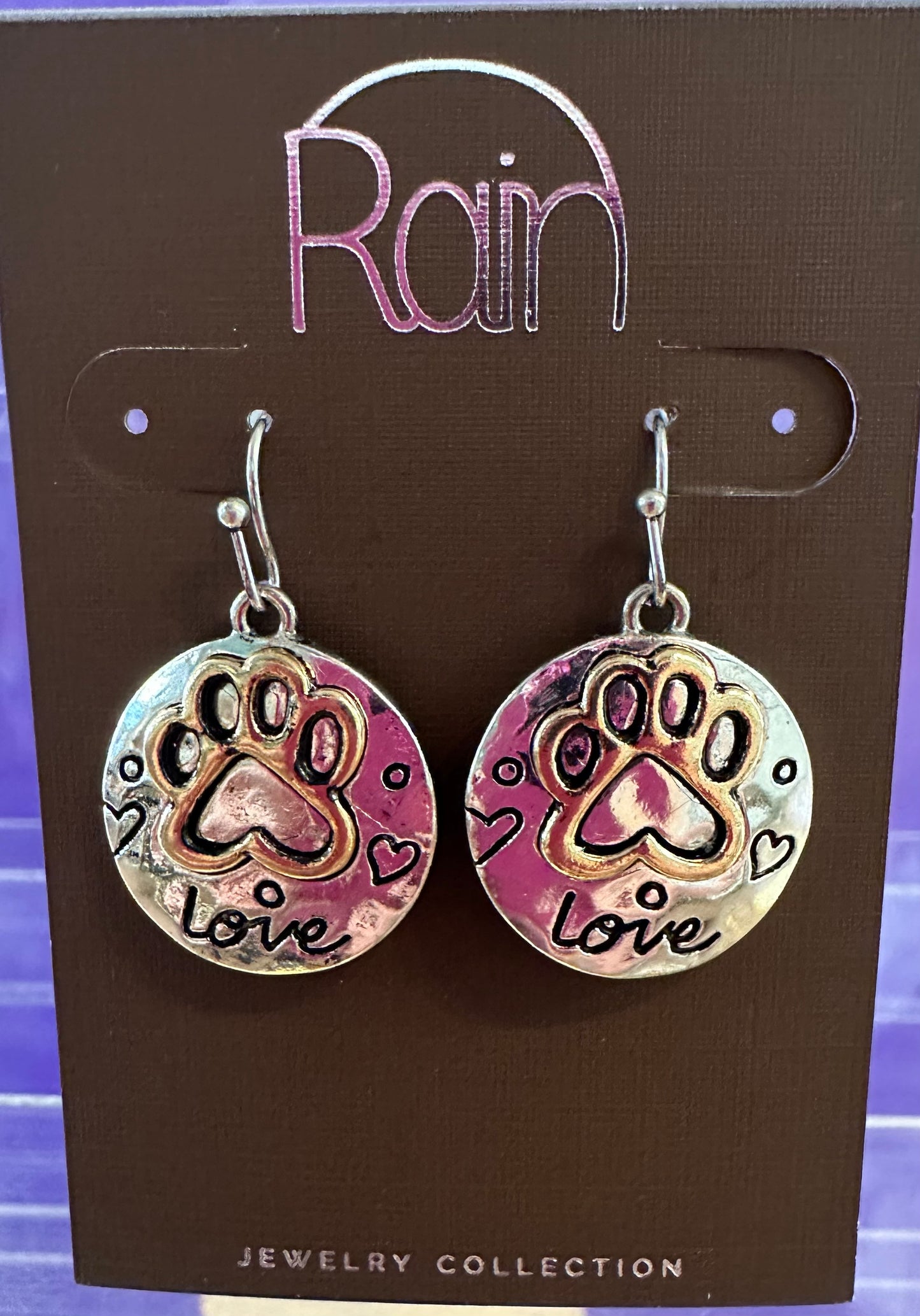 Dog Paw Love Rain Earrings