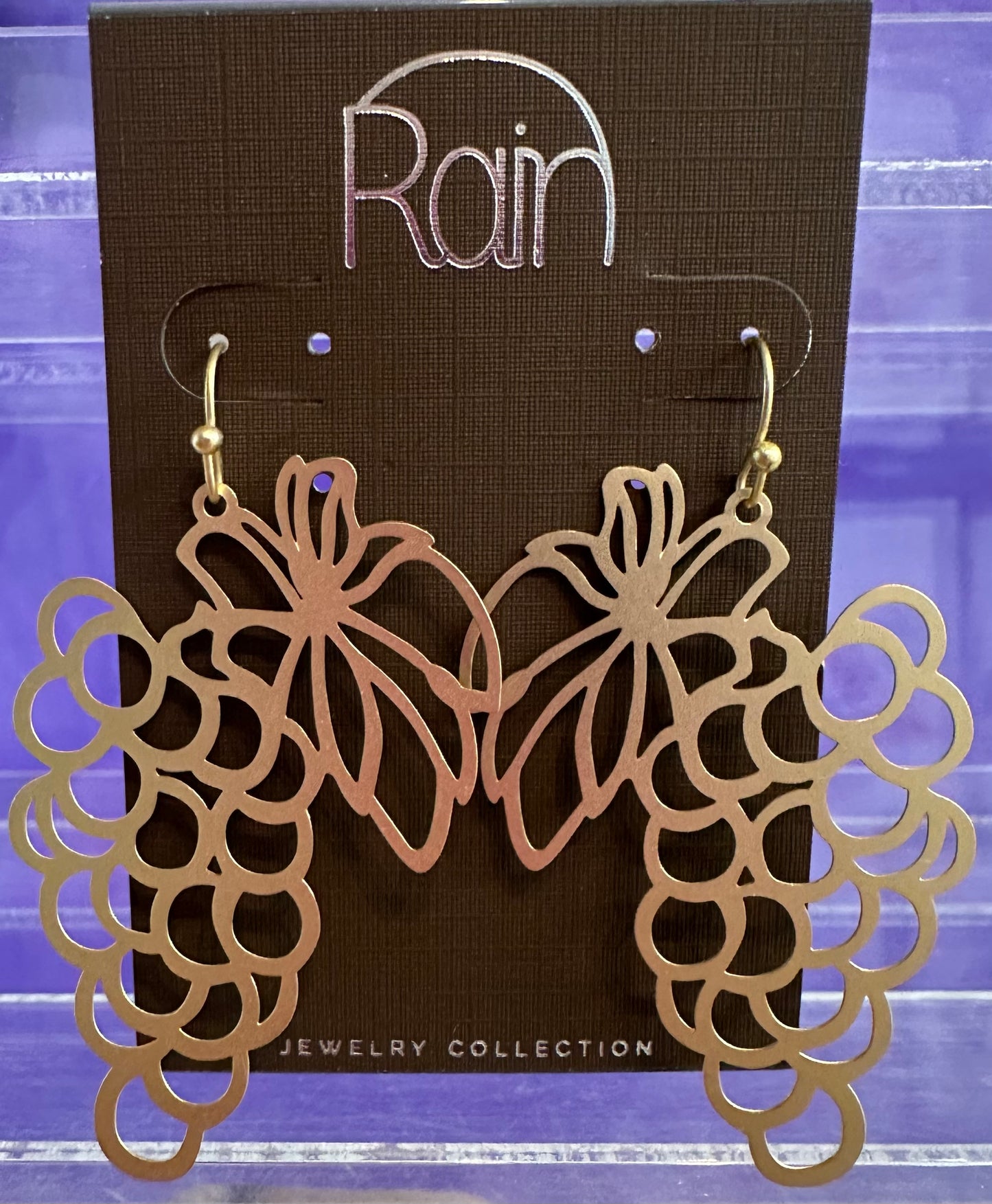 Gold Bunch Of Grapes Rain Earrings