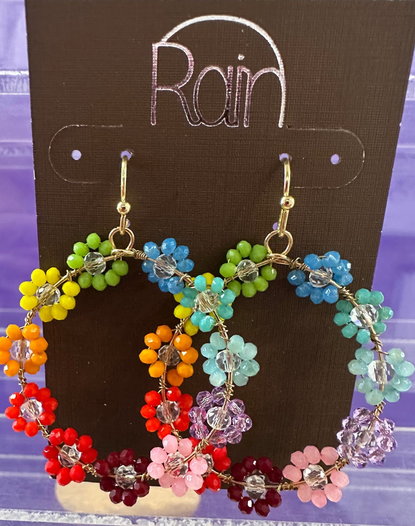 Rainbow Rite Flower Bead Rain Earrings