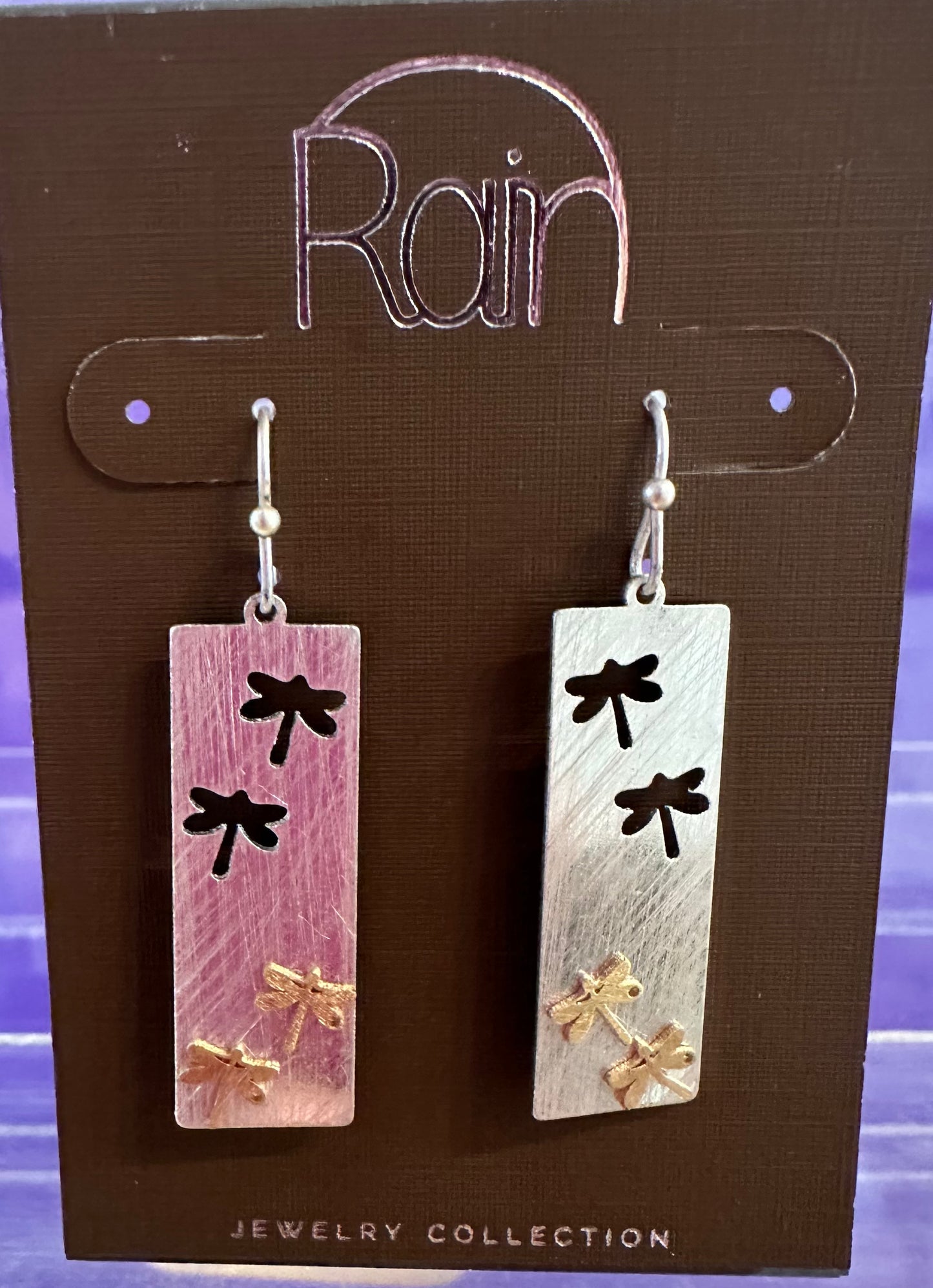 Dragonfly Cutout Brass Rain Earrings