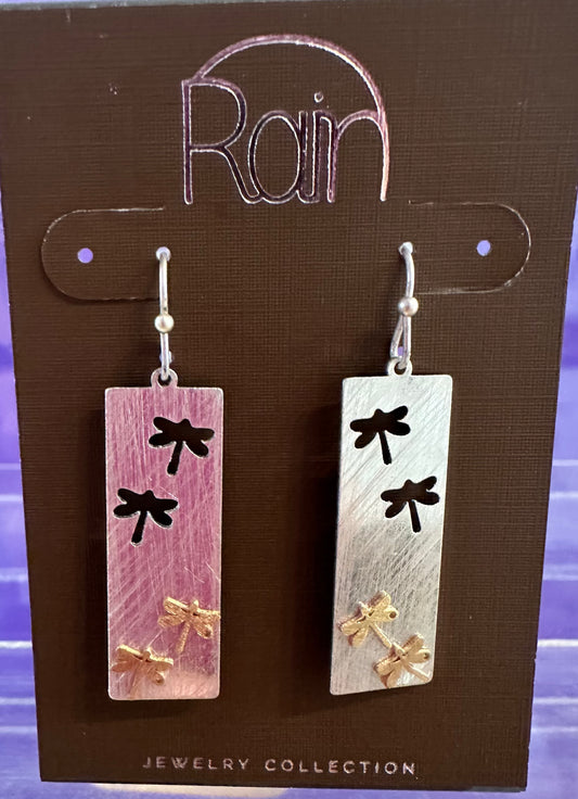 Dragonfly Cutout Brass Rain Earrings