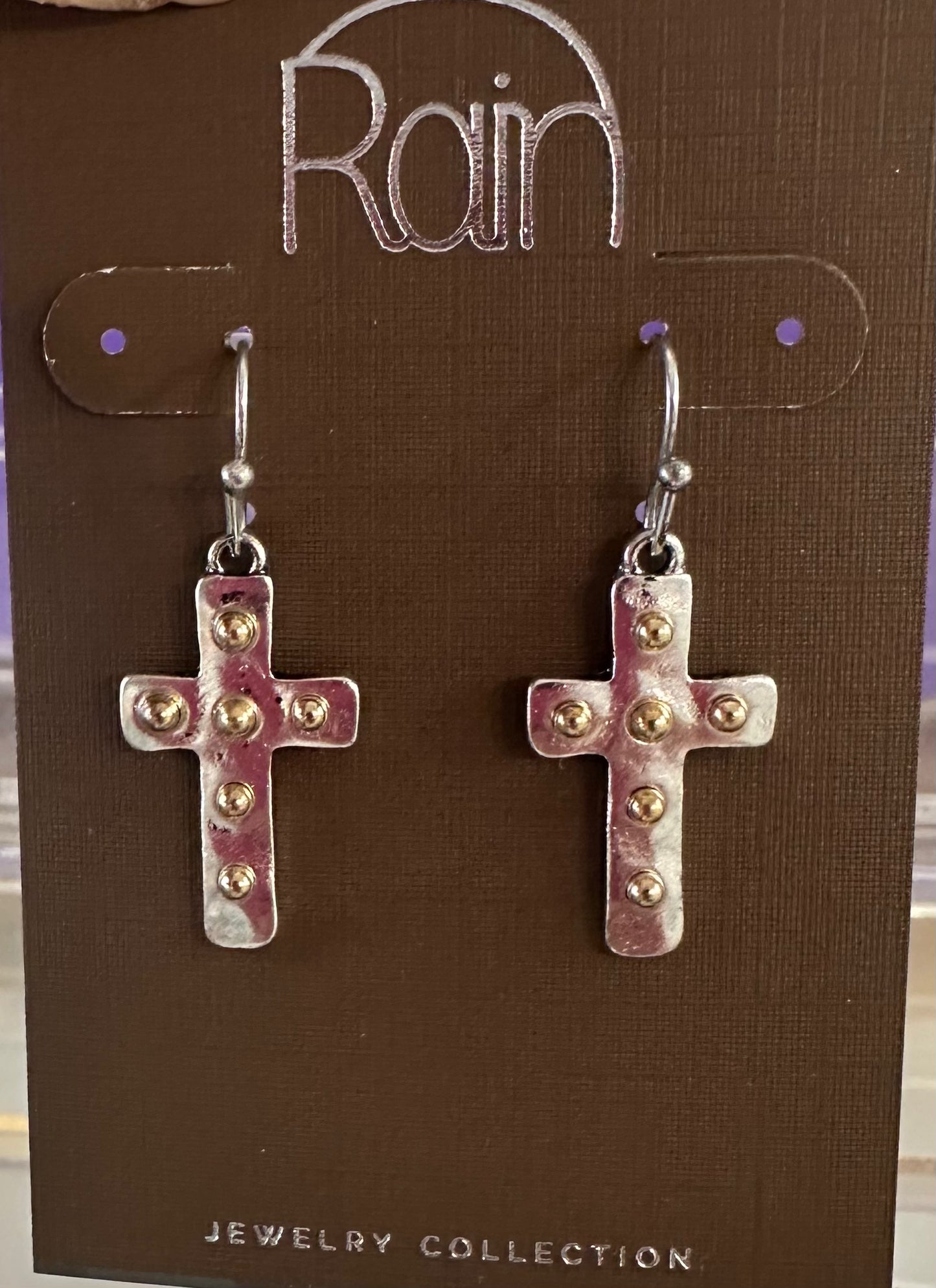 Cross Gold Dots Rain Earrings