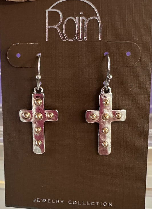 Cross Gold Dots Rain Earrings
