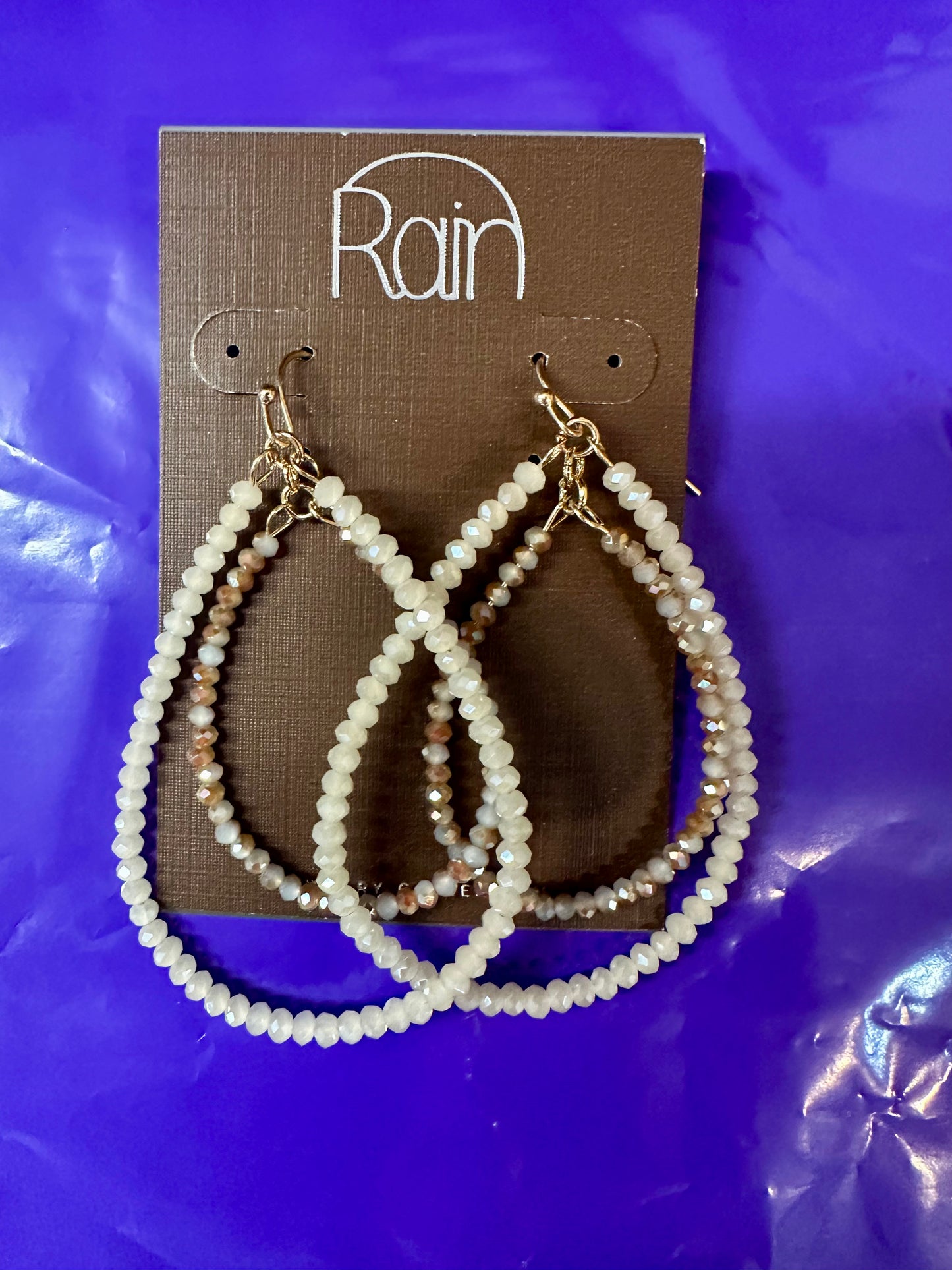 Natural Bead Double Teardrop Rain Earrings