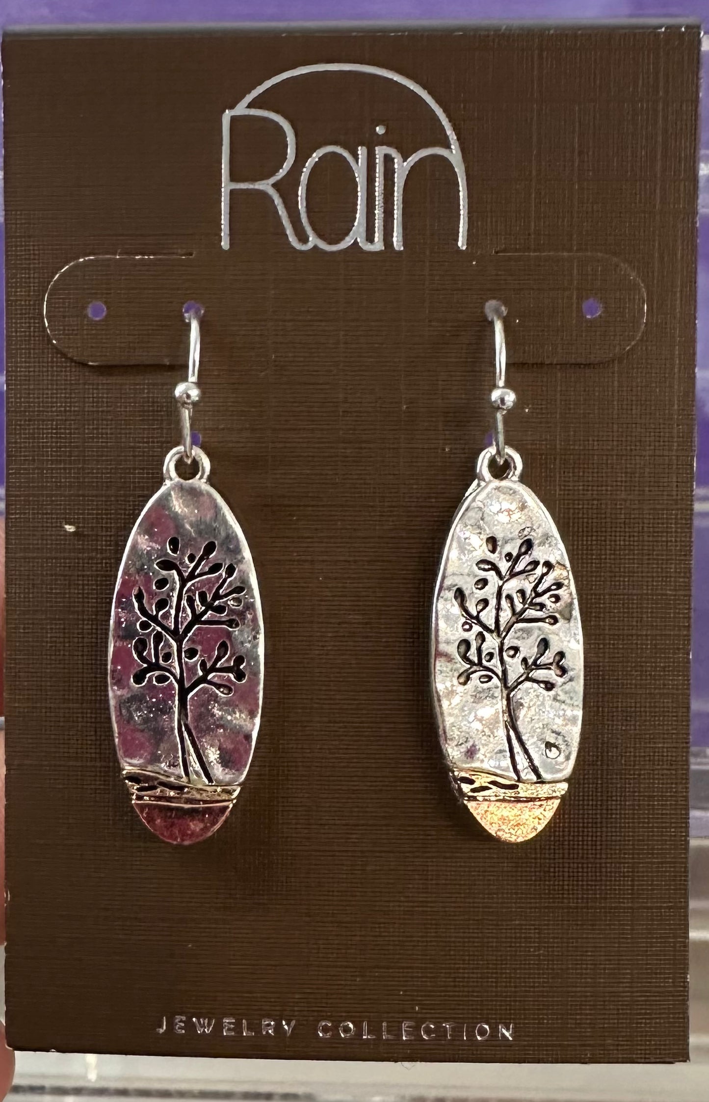 Lonely Tree Oval Rain Earrings