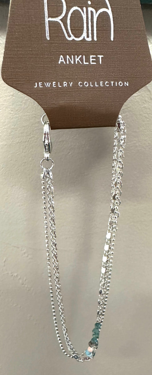 Blue Bead Chain Anklet
