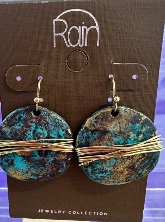 Wire Wrapped Circle Rain Earrings