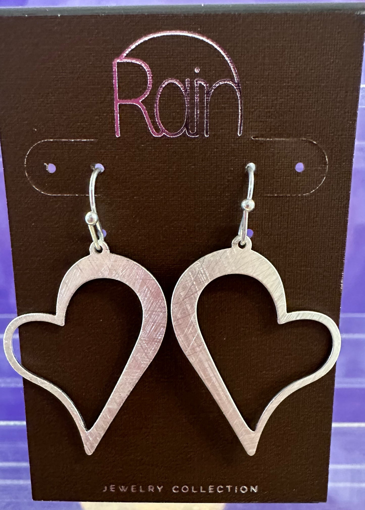 Brushed Brass Open Heart Rain Earrings
