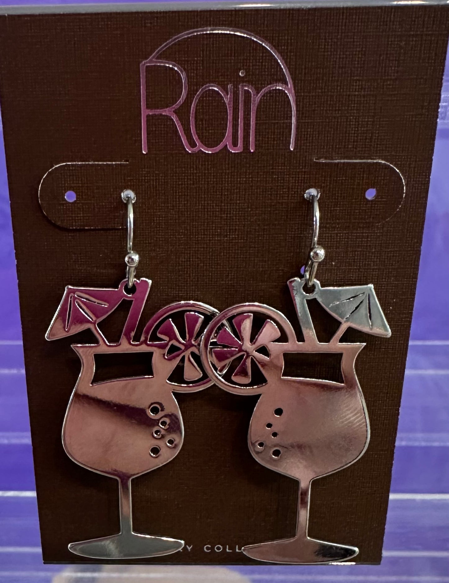 Silver Happy Hour Fruity Cocktail Rain Earrings