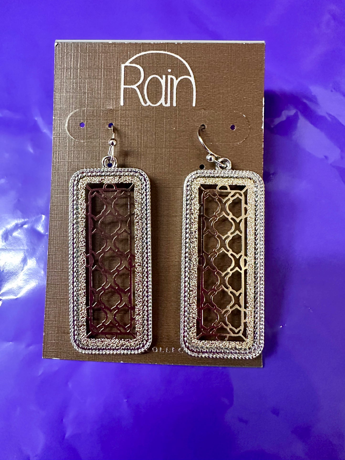 Filigree Framed Bar Rain Earrings
