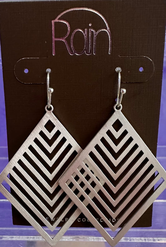 Silver Illusion Lines Kite Rain Earrings