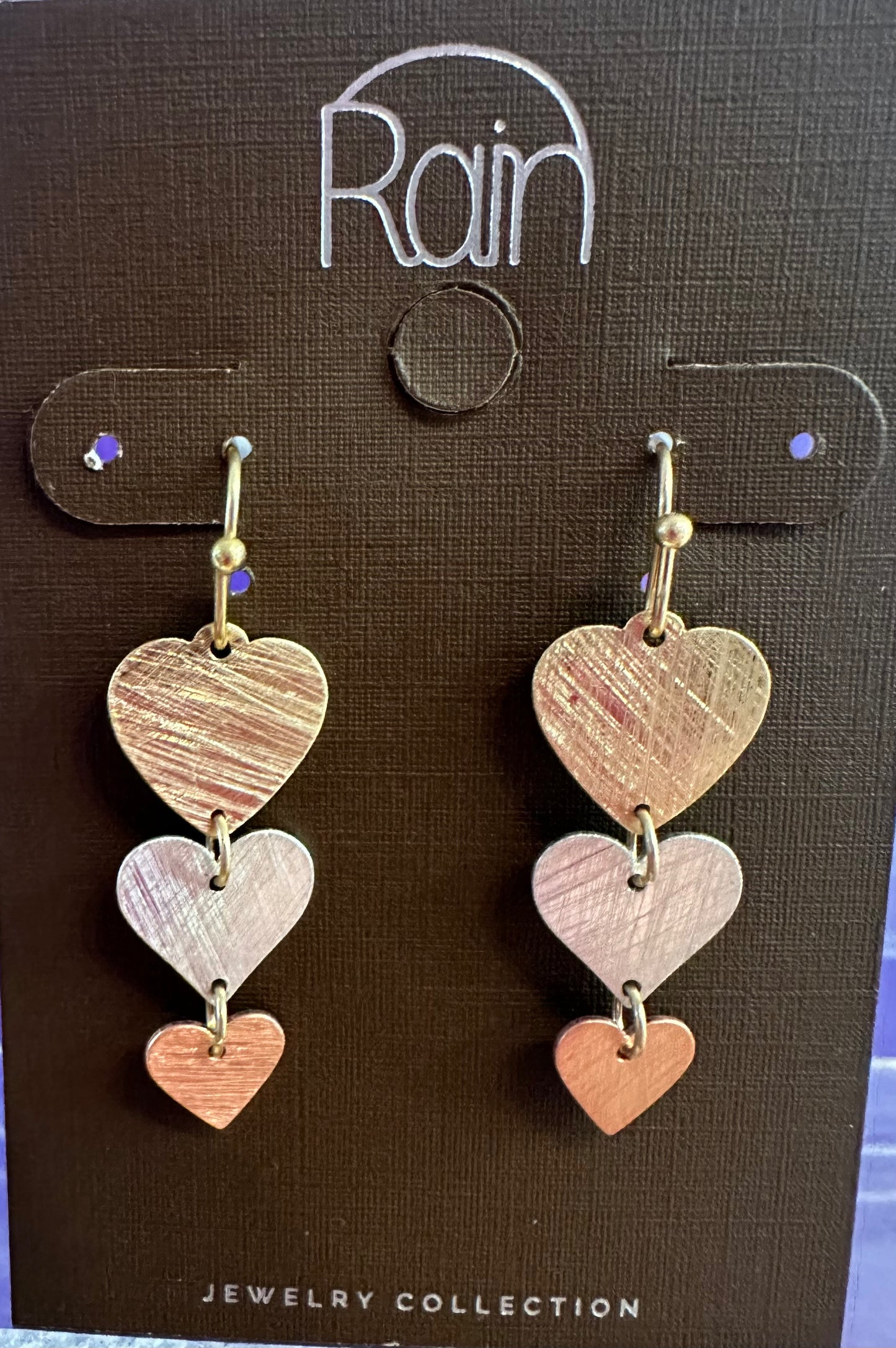 Multi Link Brass Heart Rain Earrings