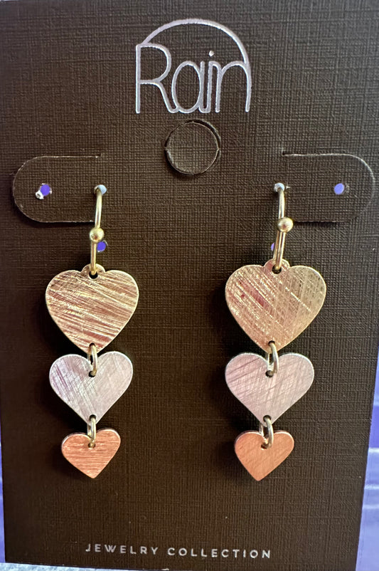 Multi Link Brass Heart Rain Earrings