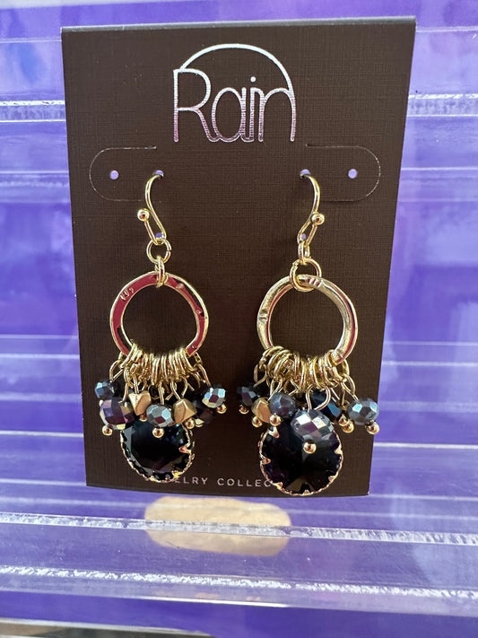 Pu/Bl Bicolor Gem Charm Rain Earrings