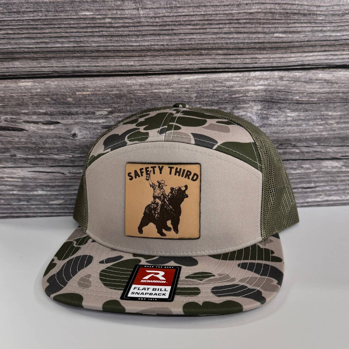 Safety 3rd Bear Rider Leather Patch Hat – 208Tees