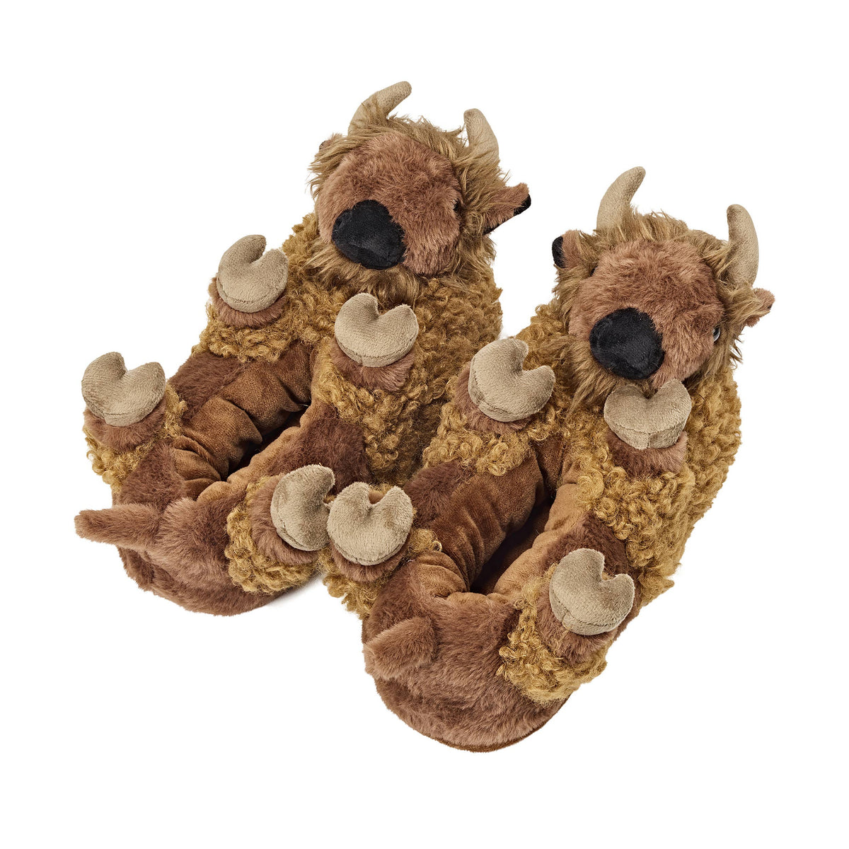 Pip the Bison | Kids' Plush Slippers with Grippers