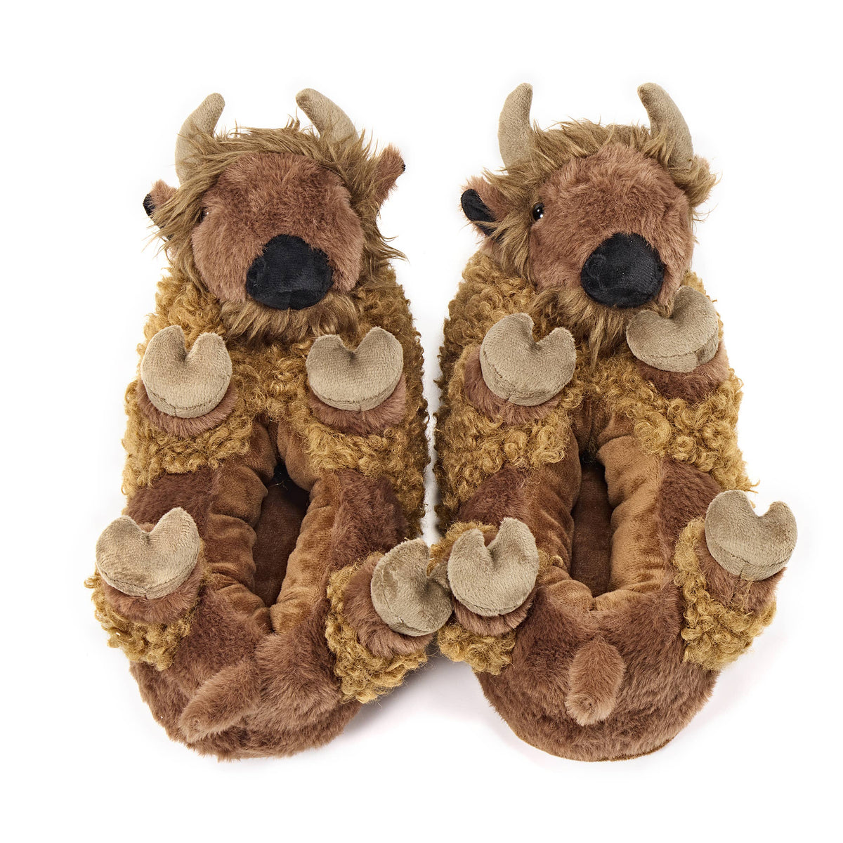 Pip the Bison | Kids' Plush Slippers with Grippers