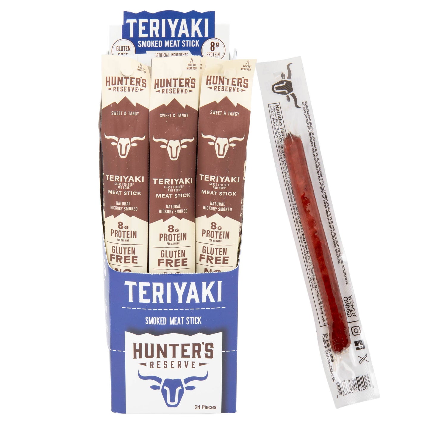 Teriyaki Grass Fed Beef Meat Sticks - 24 Pack