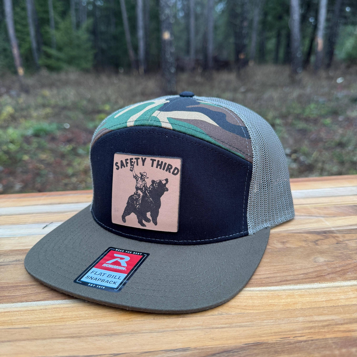 Safety 3rd Bear Rider Leather Patch Hat – 208Tees